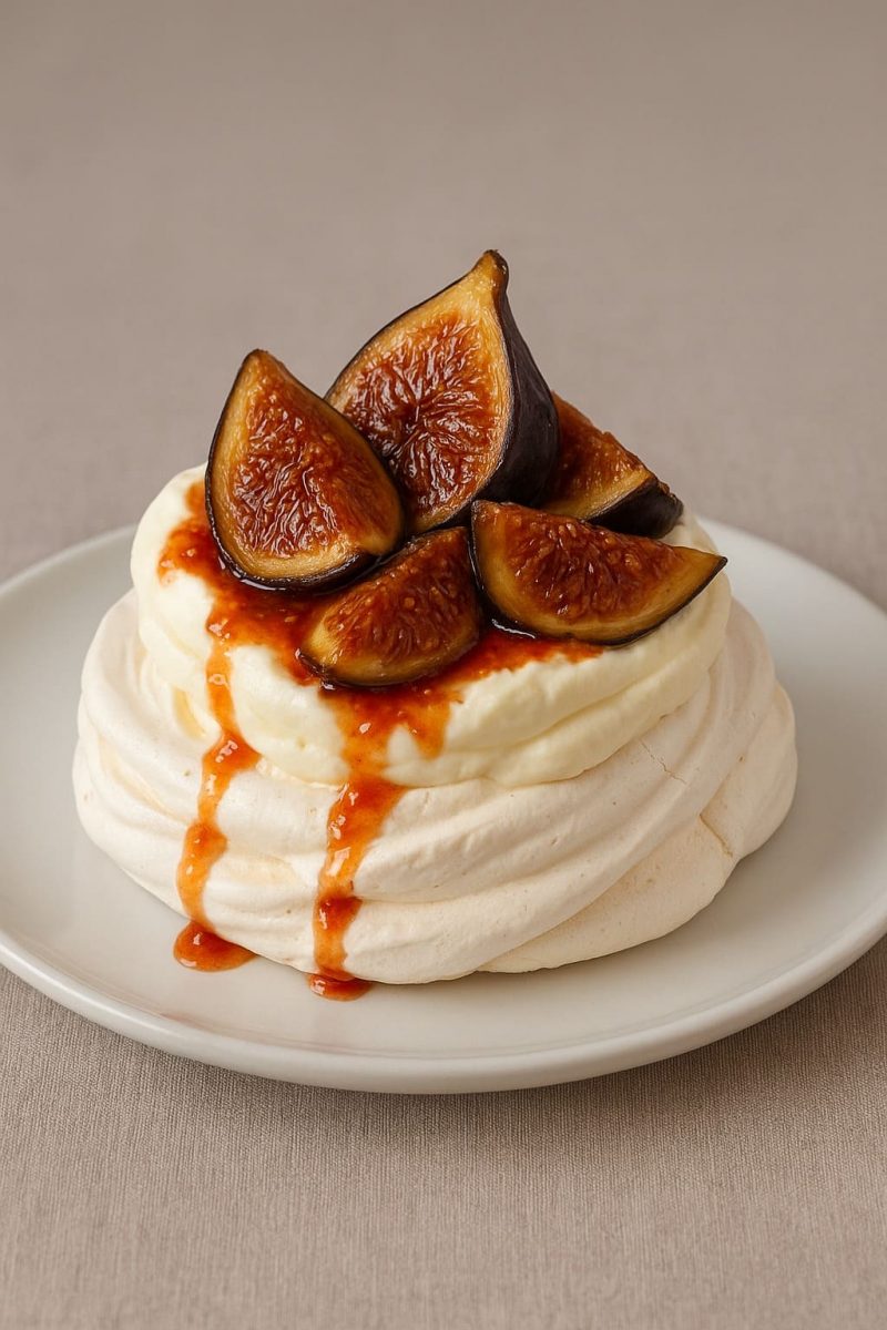 pavlova individual de higos confitados
